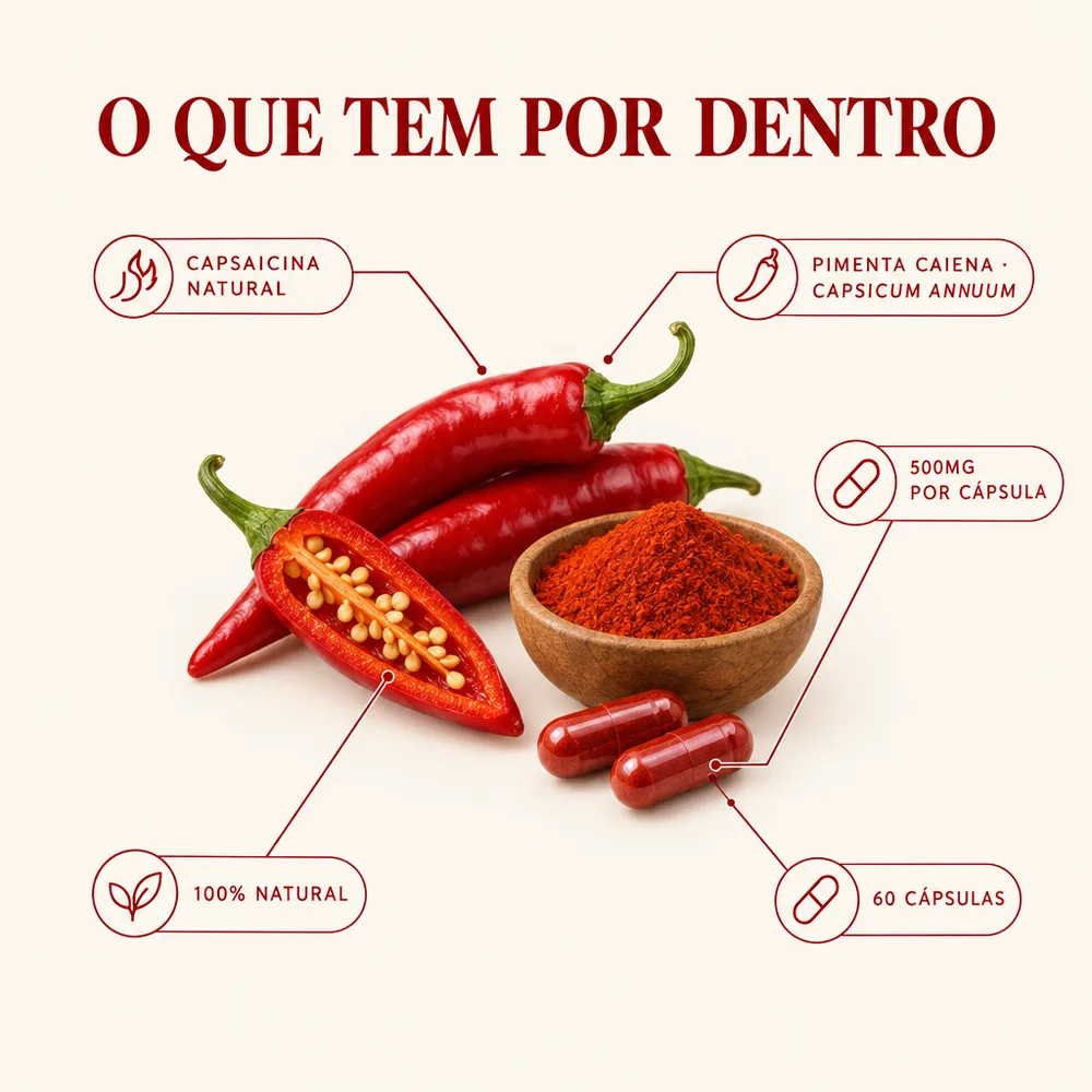 O que tem por dentro: pimenta caiena e capsaicina natural